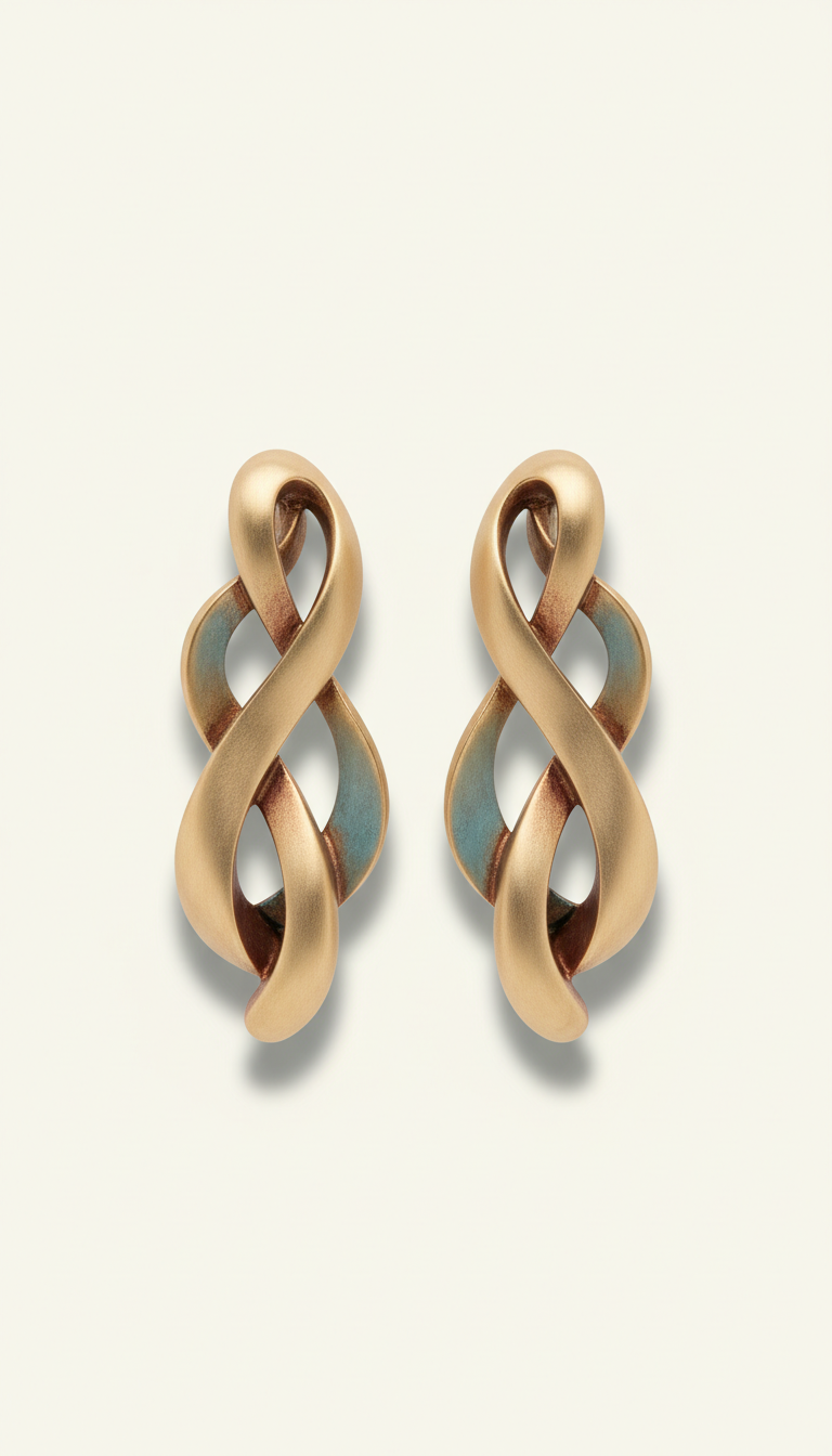 Sculptural Earrings in Champagne Gold