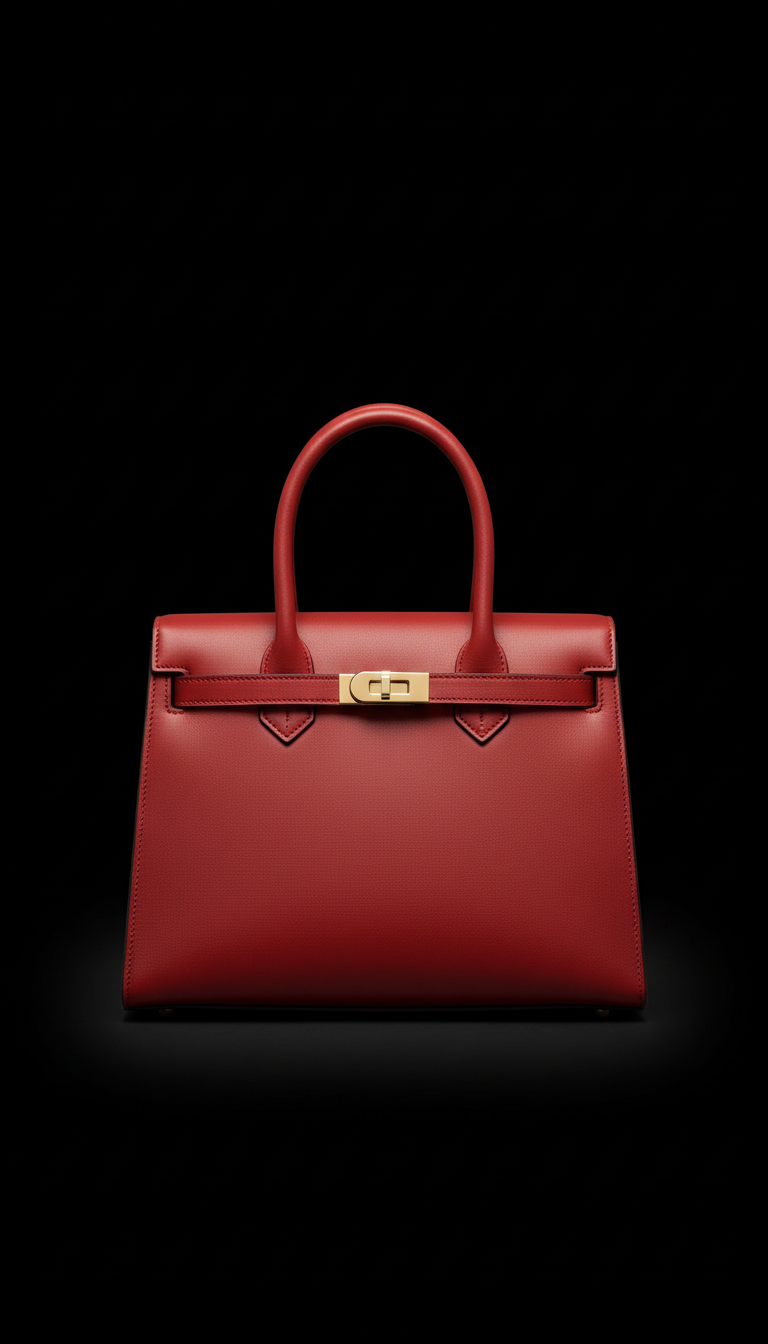 Structured Handbag in Cinnabar Red